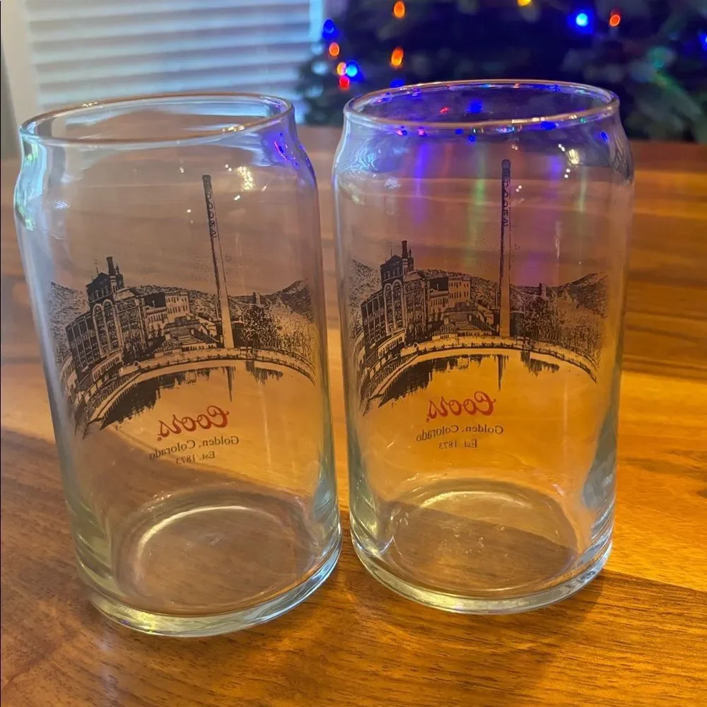 Coors Beer Company Golden Colorado 1873 Pair of Beer Glasses 5.25” Tall 16 ounce